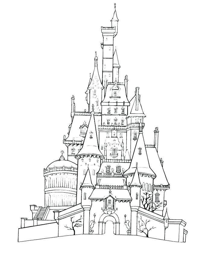 660x847 Castle Coloring Pages Free Printable Castle Drawing Simple At Free - Princess Castle Drawing