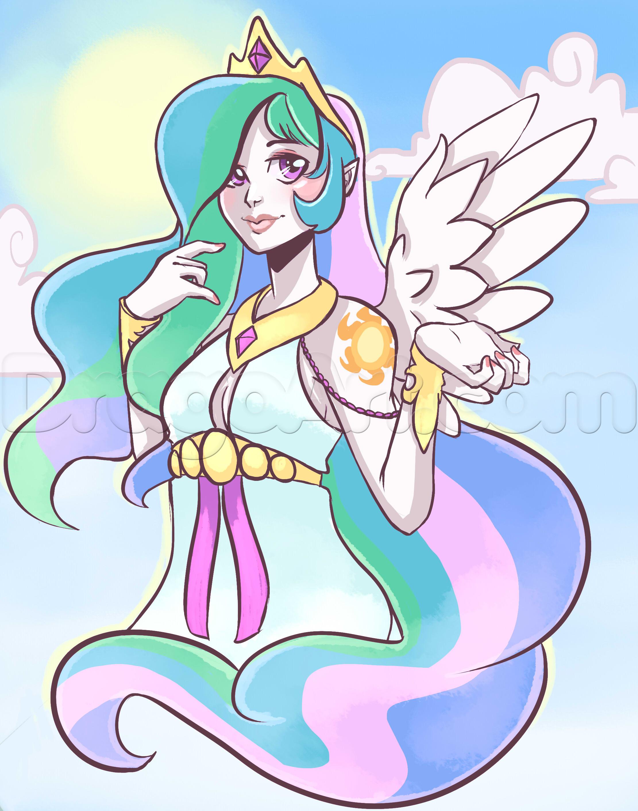 2221x2825 How To Draw Human Princess Celestia, My Little Pony, Step - Princess Celestia Drawing