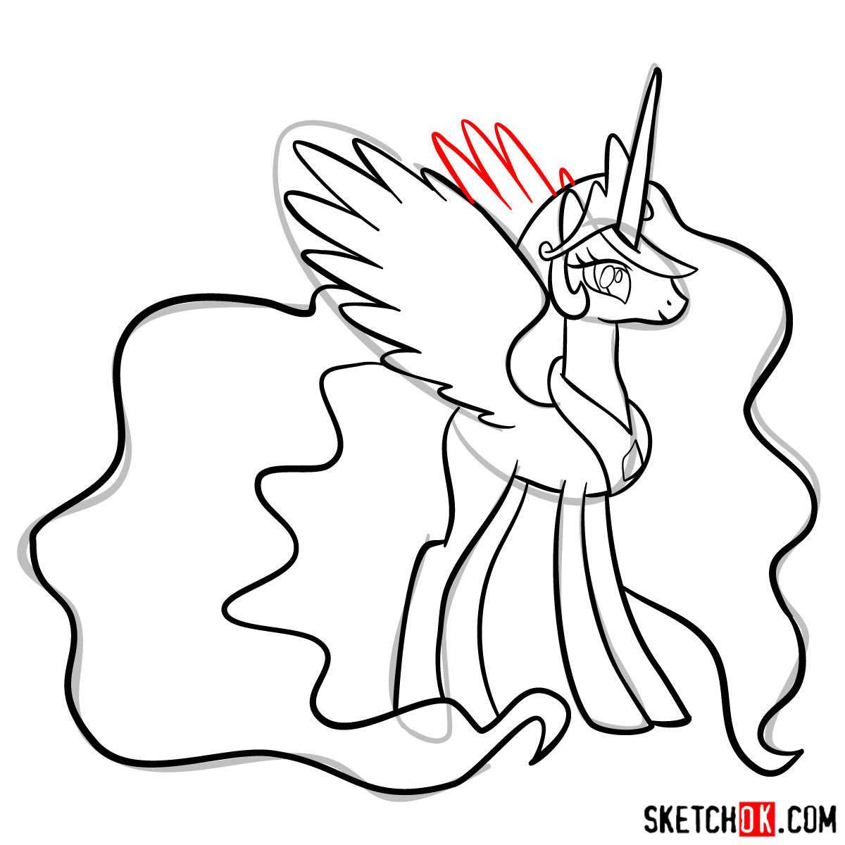 1200x1200 How To Draw Princess Celestia Mlp - Princess Celestia Drawing