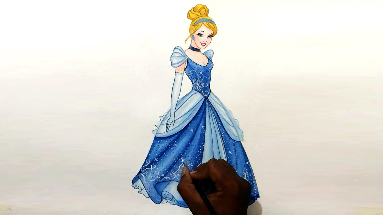1280x720 How To Draw Disney's Princess Cinderella So Gorgeously - Princess Cinderella Drawing