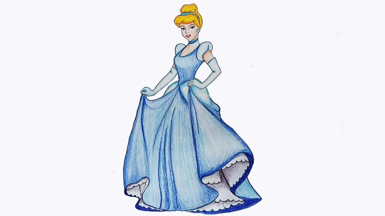1280x720 How To Draw Cinderella Step - Princess Cinderella Drawing