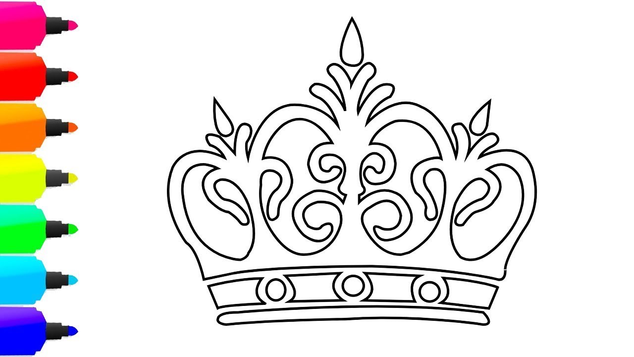 1280x720 How To Draw A Queen's Crown Easy Steps For Kids Drawing Princess - Princess Crown Drawing