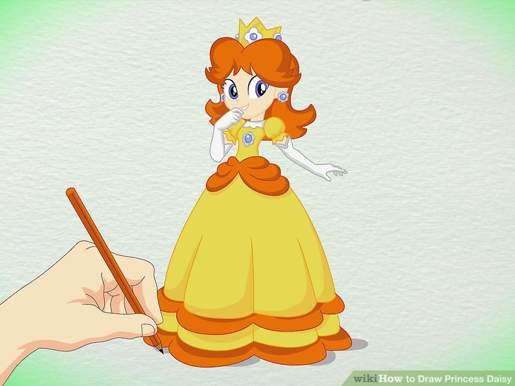 728x546 How To Draw Princess Daisy - Princess Daisy Drawing
