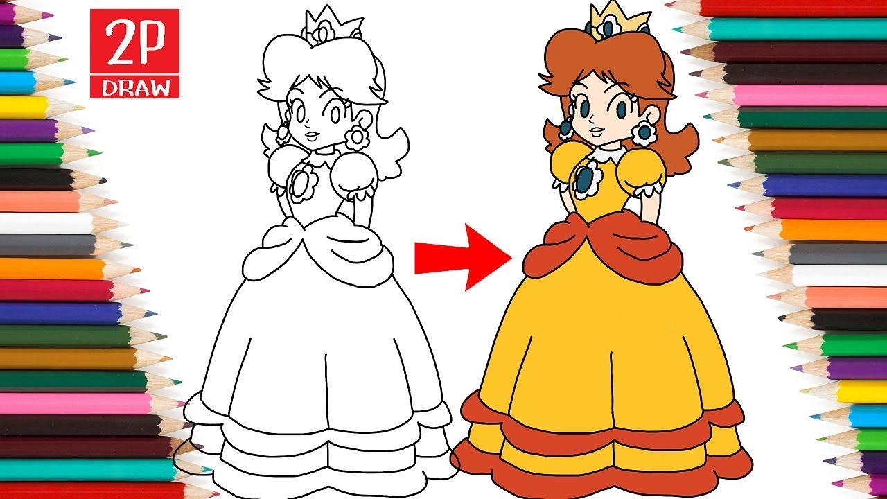 1280x720 super mario bros how to draw princess daisy mario bros draw - Princess Daisy Drawing