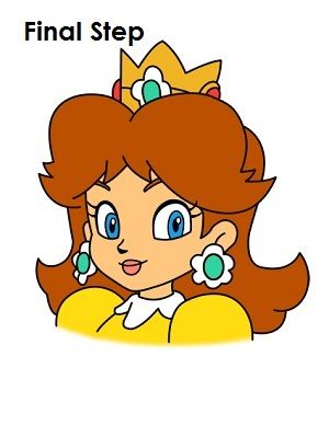 300x388 draw princess daisy final step how to draw in princess - Princess Daisy Drawing
