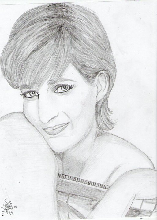 513x720 pencil drawing lady diana portrait of pain and pleasure - Princess Diana Drawing