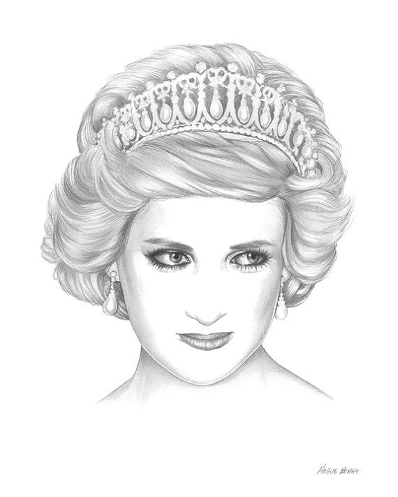 570x713 princess diana celebrity pencil portrait, pencil drawing, graphite - Princess Diana Drawing