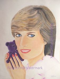 227x300 princess diana colored pencils art portrait drawing ty beanie - Princess Diana Drawing