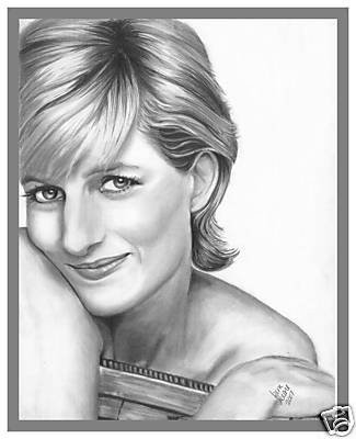 325x400 princess diana pencil drawing portrait print - Princess Diana Drawing