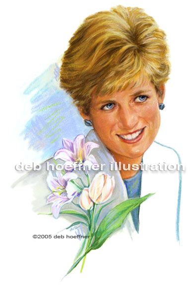 387x574 princess diana portrait in unique colorful soft realistic style - Princess Diana Drawing