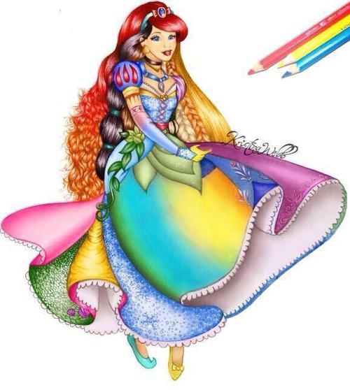 500x558 disney princesses in one drawing on we heart it - Princess Disney Drawing
