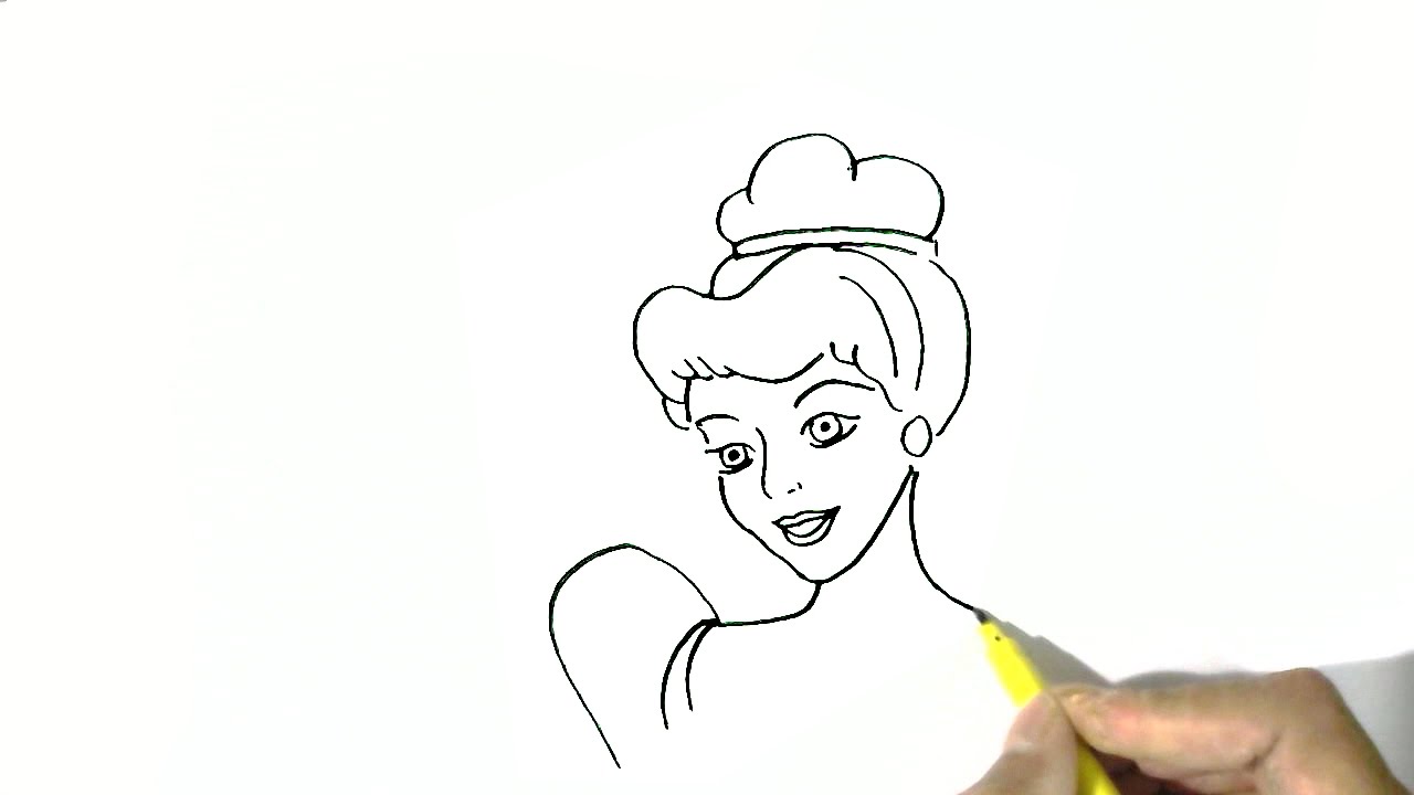 1280x720 How To Draw Cinderella, Disney Princess In Easy Steps - Princess Drawing Easy