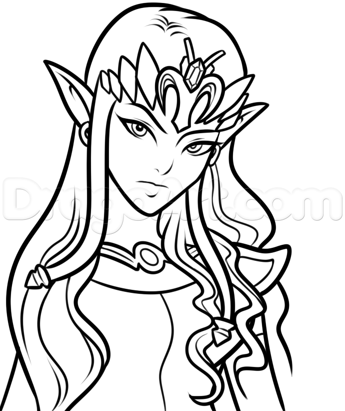 690x821 Drawing Princess Zelda Easy, Step - Princess Drawing Easy