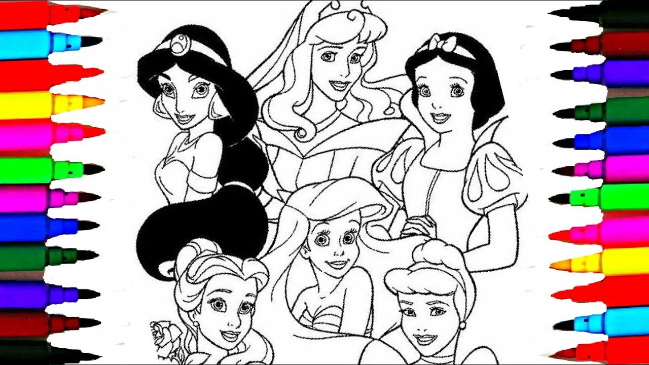 1280x720 How To Draw And Paint Disney Princess Coloring Pages L Learn - Princess Drawing For Kids