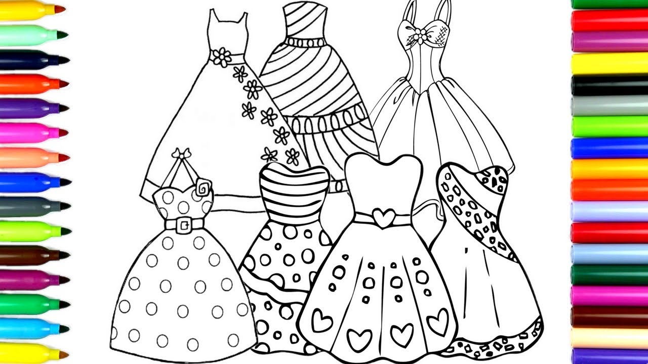 1280x720 coloring beautiful princess dresses drawing pages to color - Princess Drawing For Kids