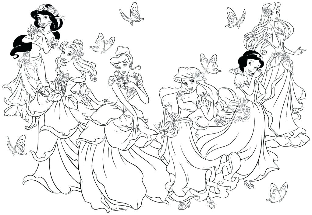 1024x707 Princess Printable Coloring Pages Drawing Disney - Princess Drawing Pictures