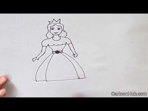 480x360 How To Draw A Princess In Easy Steps For Children, Kids - Princess Drawing Step By Step