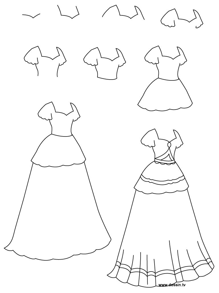 768x1024 How To Draw A Dress Learn How To Draw A Princess Dress - Princess Drawing Step By Step