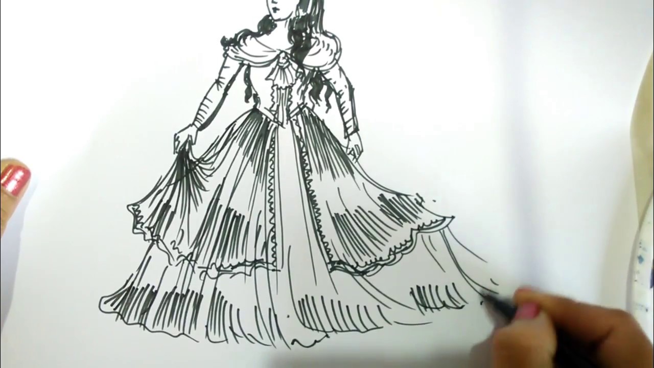 1280x720 How To Draw Fashion Clothes For Kids Princess Dress Drawing - Princess Dress Drawing