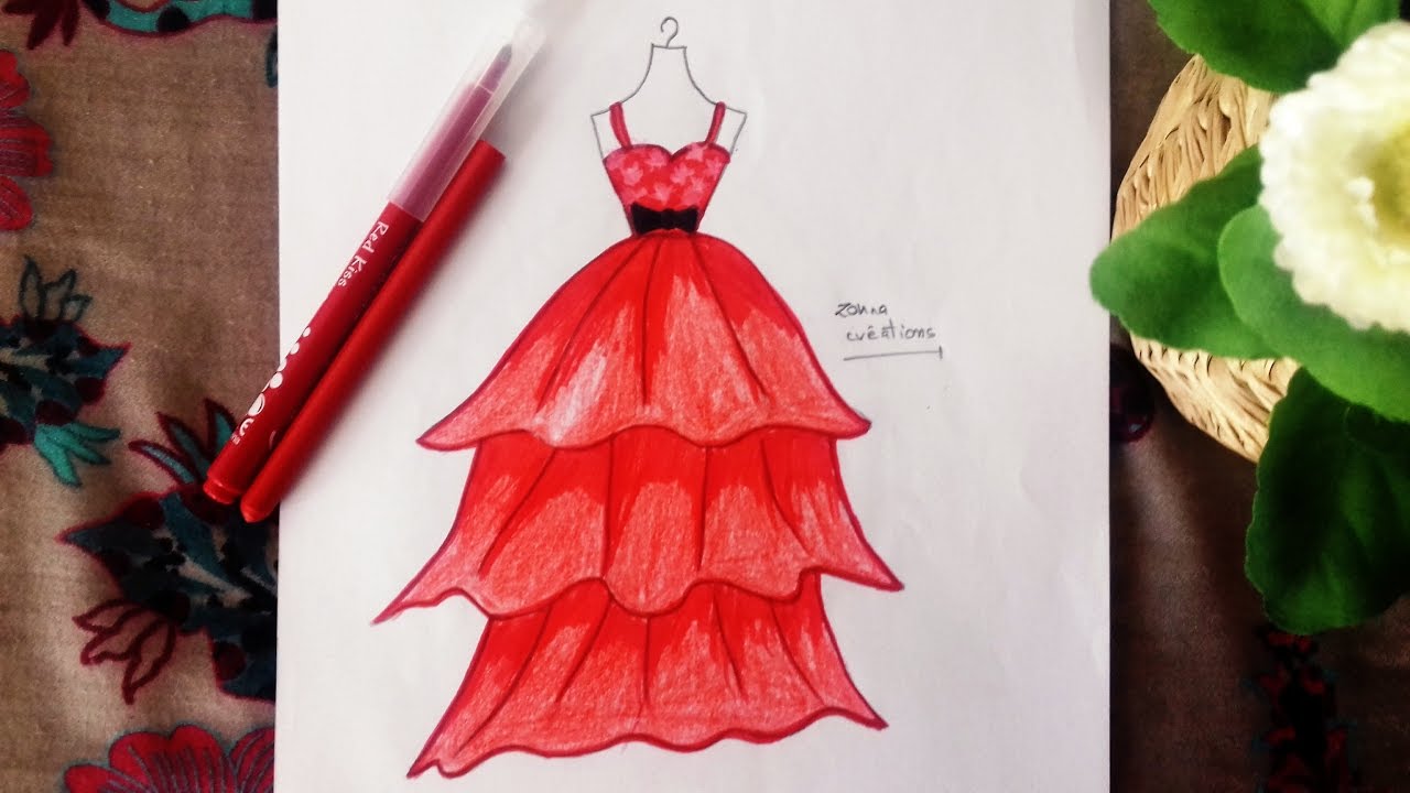 1280x720 Princess Dress Drawing - Princess Dress Drawing