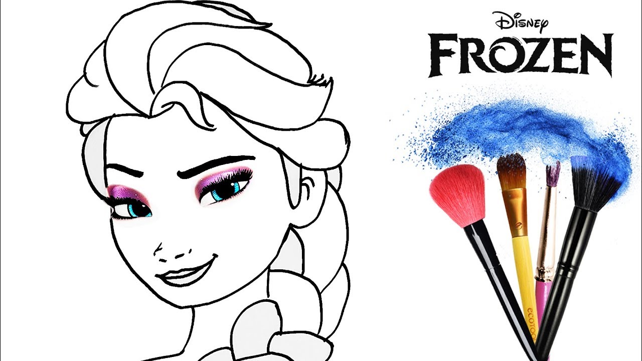 1280x720 How To Draw Elsa Princess From Frozen Makeup Color Tutorial - Princess Elsa Drawing