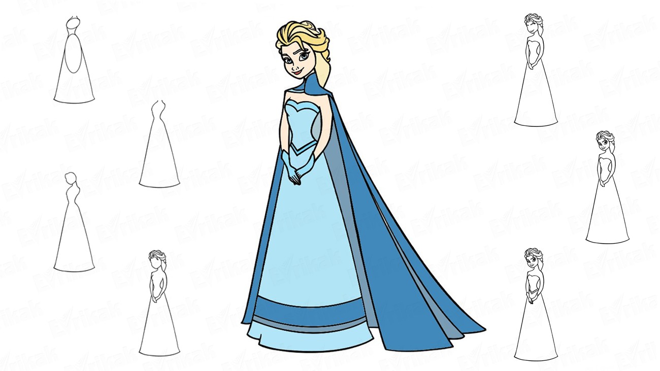 1300x731 How To Draw Princess Elsa From The Cartoon - Princess Elsa Drawing