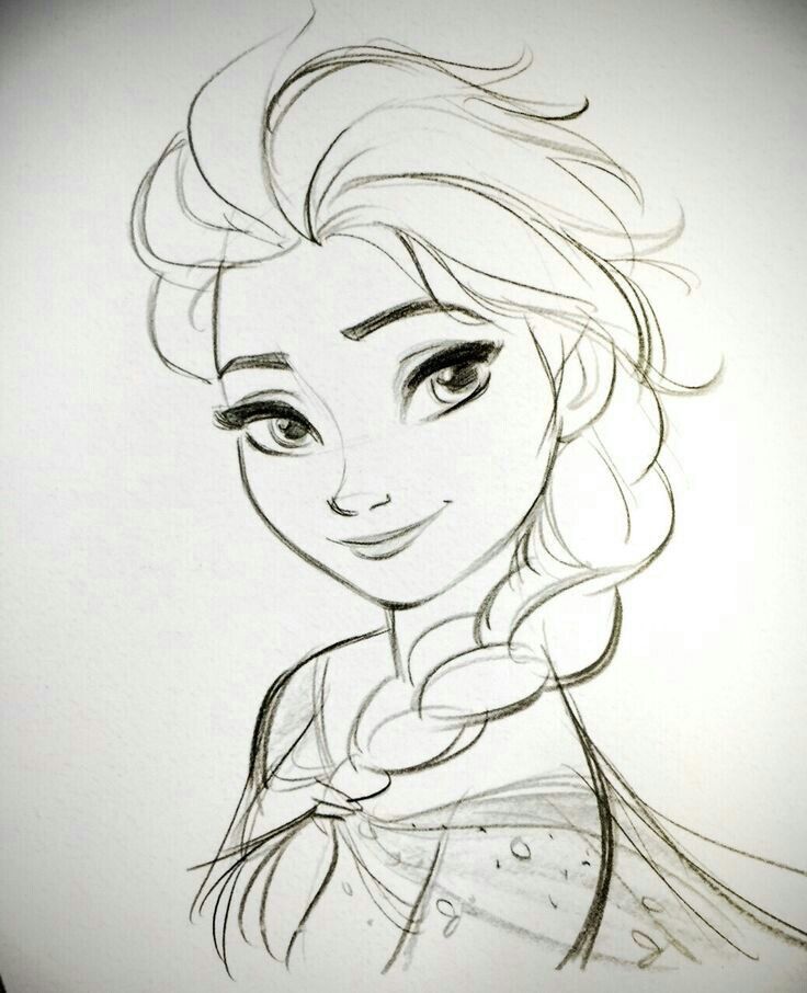 Simple Elsa Drawing Sketch with simple drawing