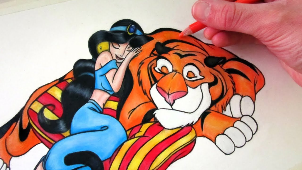 1280x720 how to draw princess jasmine and rajah - Princess Jasmine Drawing