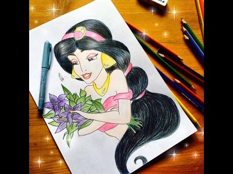 480x360 how to draw princess jasmine disney - Princess Jasmine Drawing