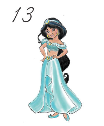 358x434 princess jasmine drawing tutorial step - Princess Jasmine Drawing