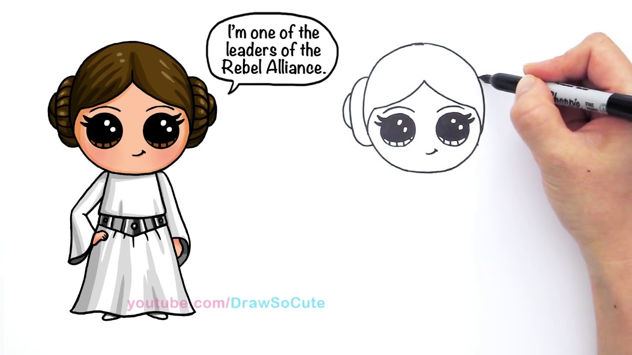 1280x720 how to draw star wars princess leia cute step - Princess Leia Drawing