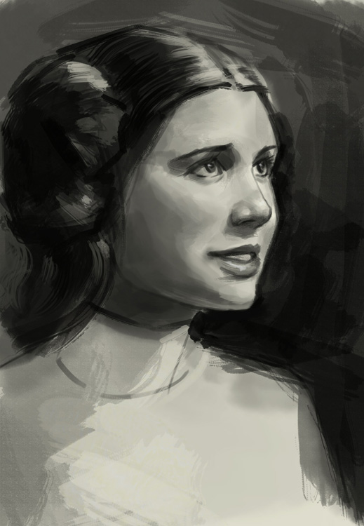 519x750 how to draw portrait princess leia - Princess Leia Drawing
