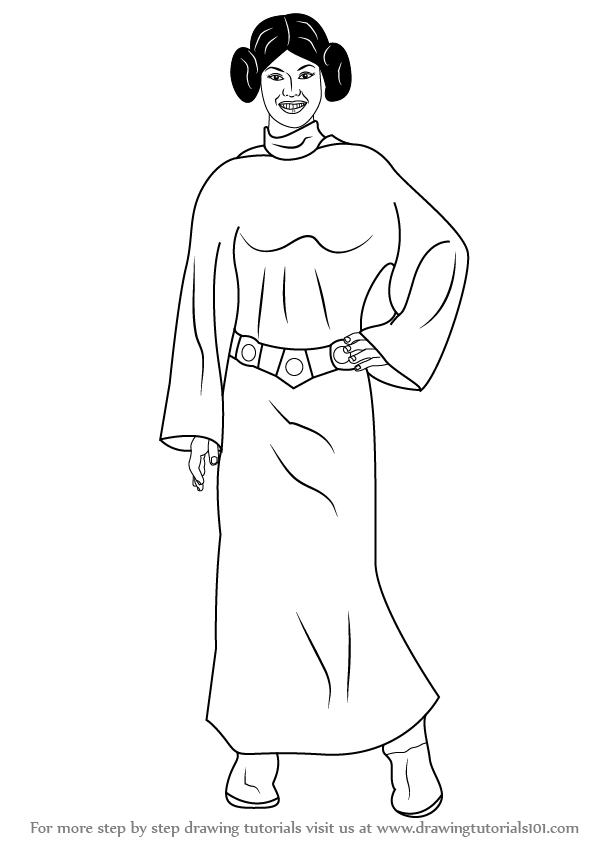 598x844 learn how to draw princess leia from star wars - Princess Leia Drawing