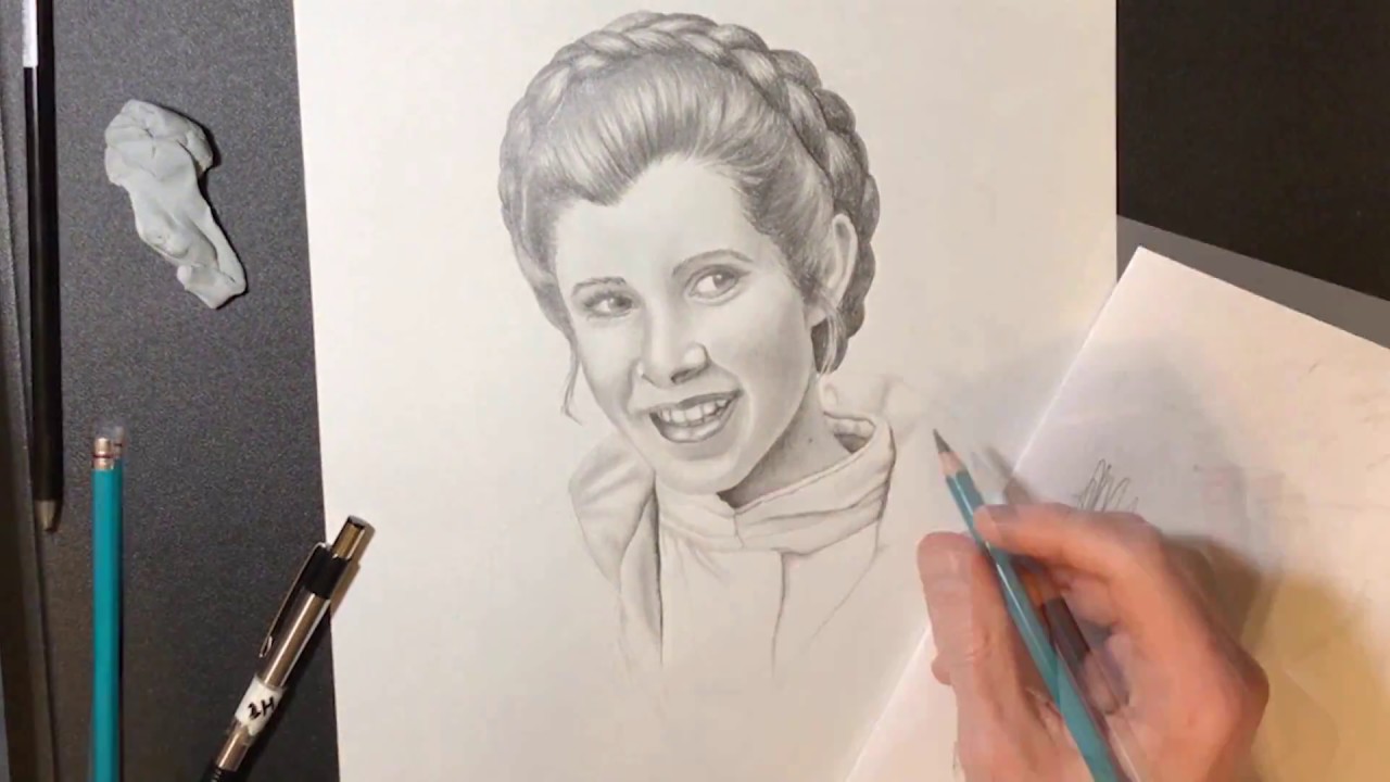 1280x720 carrie fisher - Princess Leia Drawing