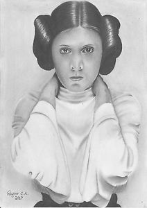 212x300 star wars princess leia carrie fisher pencil drawing original - Princess Leia Drawing
