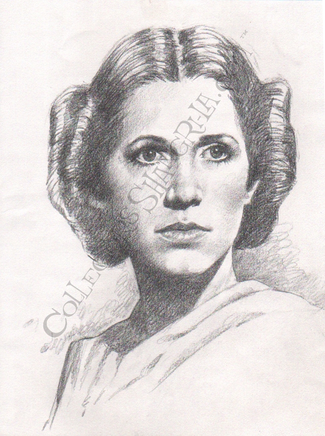 660x885 star wars princess leia drawing original art - Princess Leia Drawing