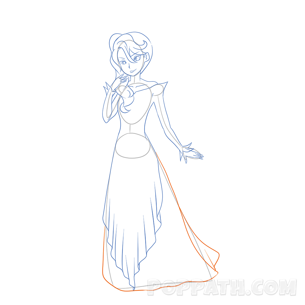 1000x1000 how to draw an ice princess pop path - Princess Line Drawing