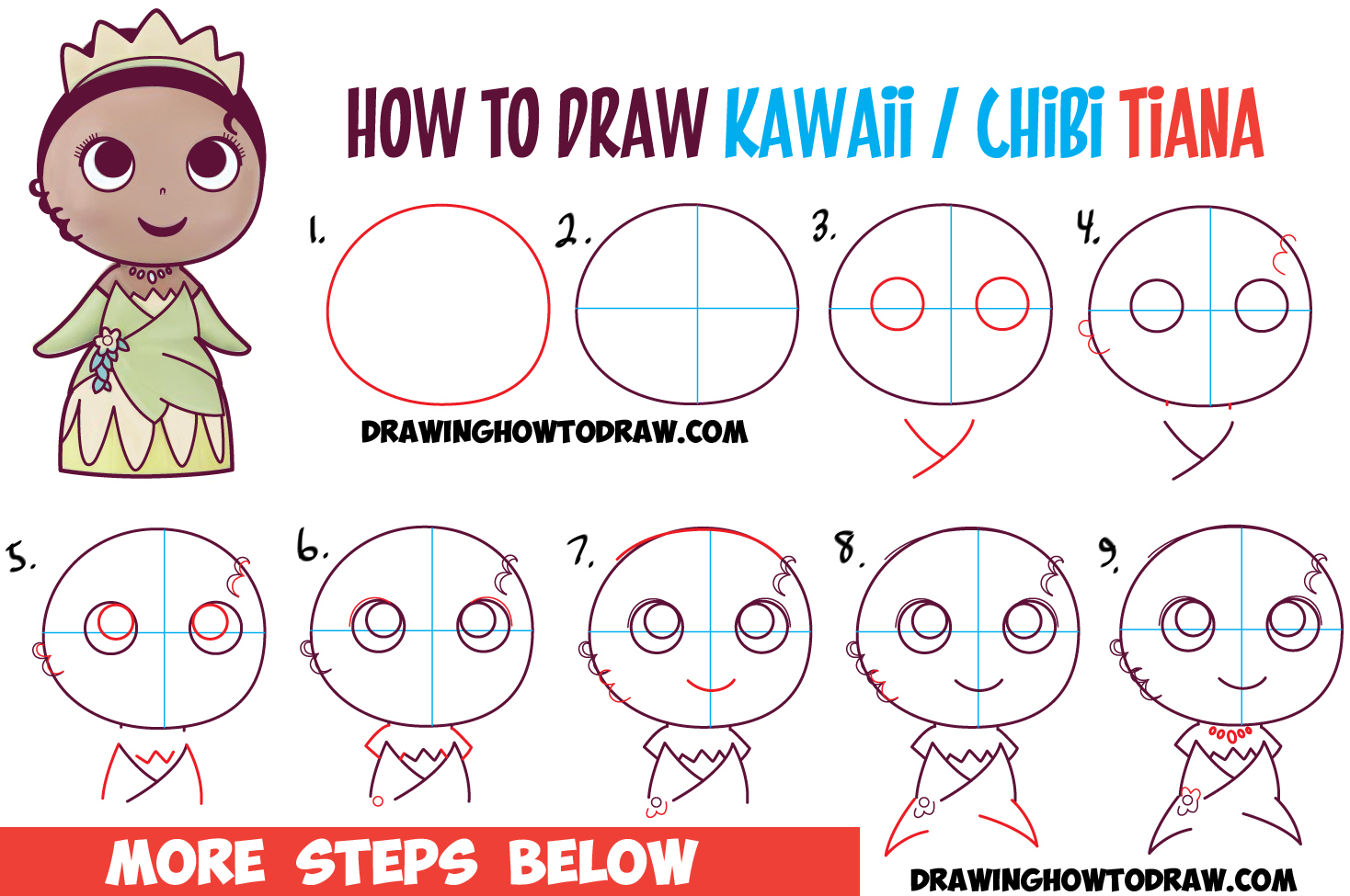 1468x975 how to draw cute baby chibi kawaii tiana the disney princess - Princess Line Drawing