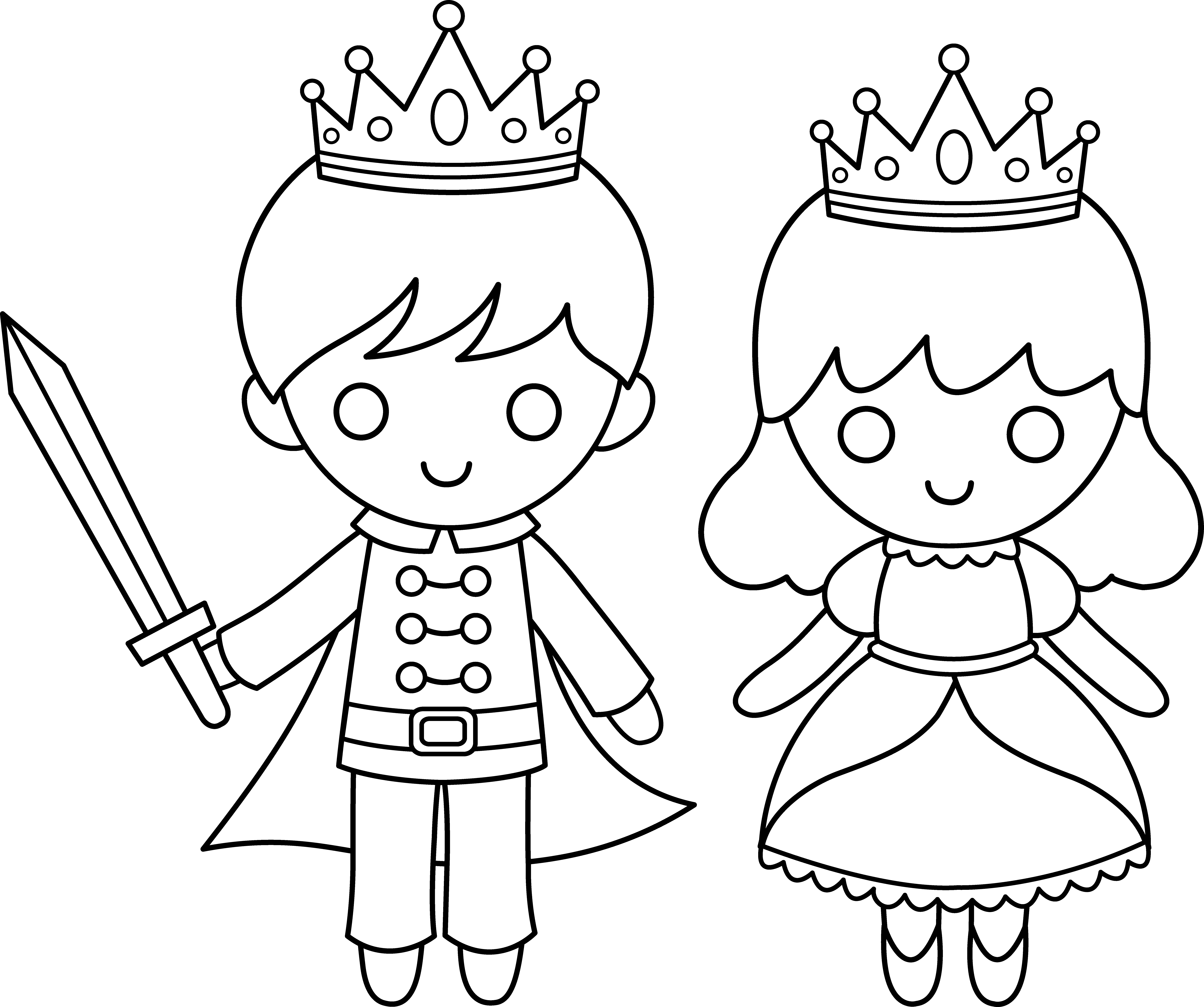 8650x7235 prince and princess line art drawing princess coloring pages - Princess Line Drawing