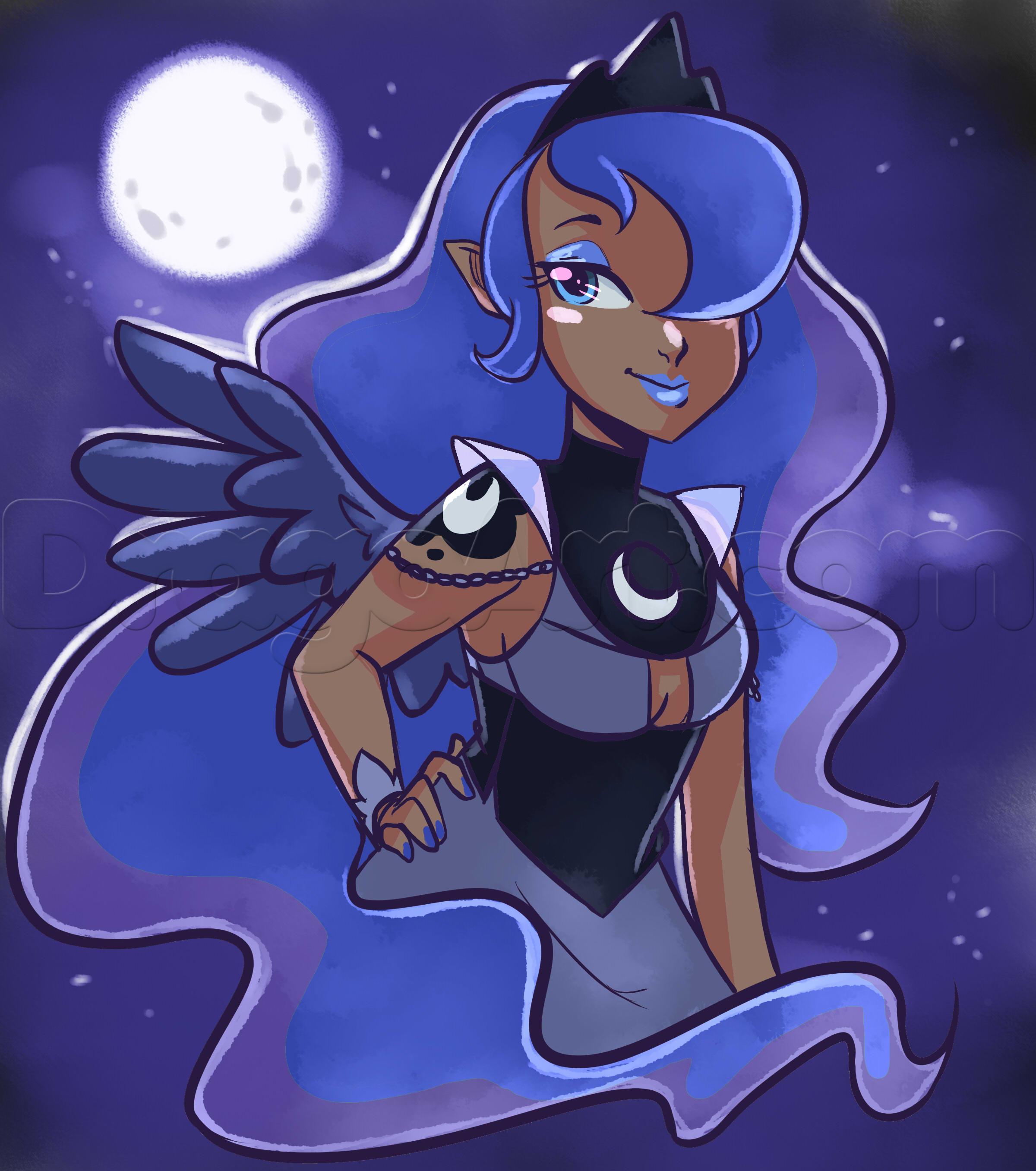 2400x2713 how to draw human princess luna, my little pony, step - Princess Luna Drawing
