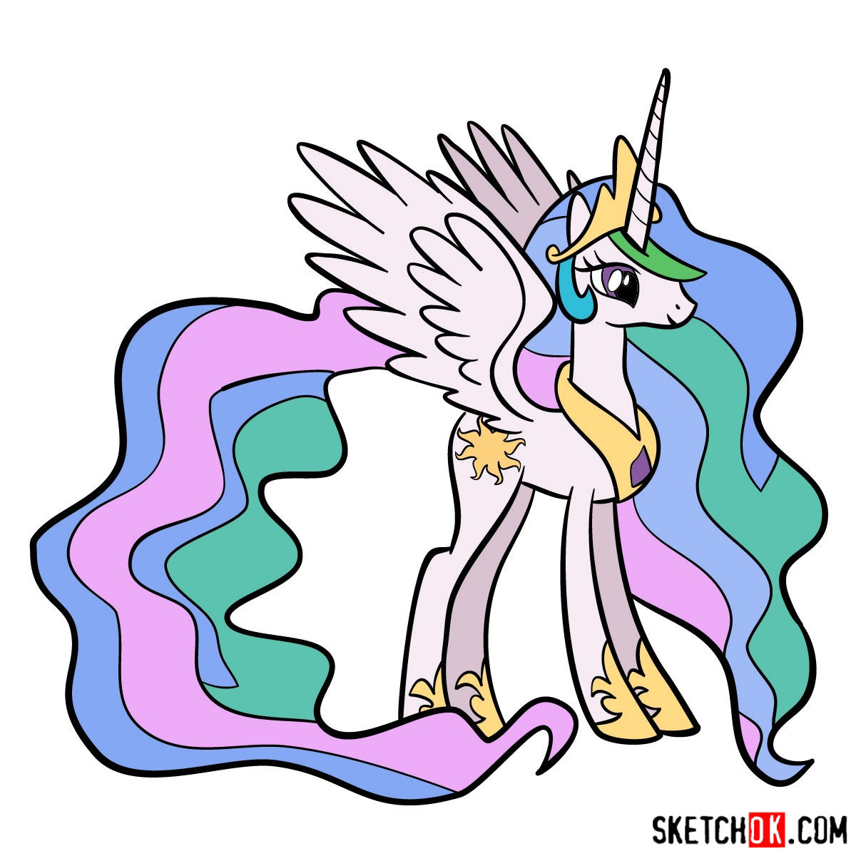 1200x1200 how to draw princess celestia mlp - Princess Luna Drawing