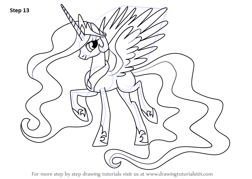 844x598 learn how to draw princess celestia from my little pony - Princess Luna Drawing