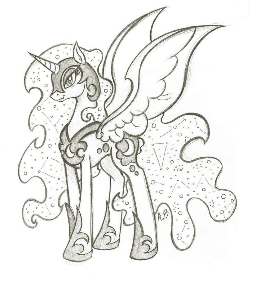855x935 mlp nightmare moon drawing my little pony friendship is magic - Princess Luna Drawing