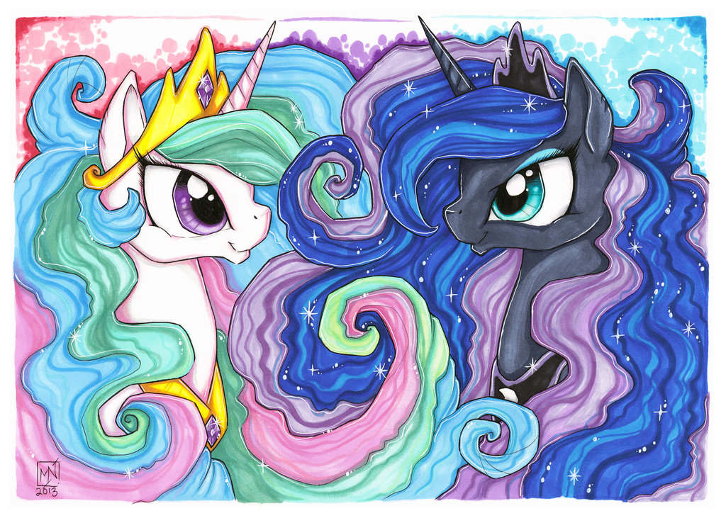 1024x731 princess luna images kattvalk drawings luna and celestia hd - Princess Luna Drawing