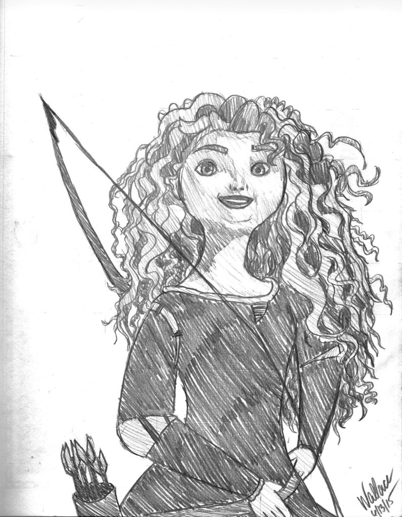 794x1021 disney's brave merida sketch drawing etsy - Princess Merida Drawing