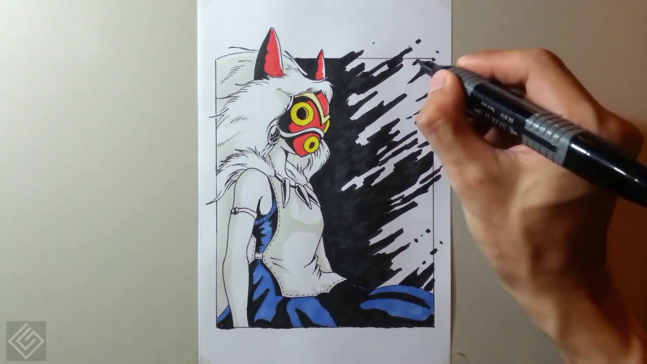 1280x720 princess mononoke - Princess Mononoke Drawing