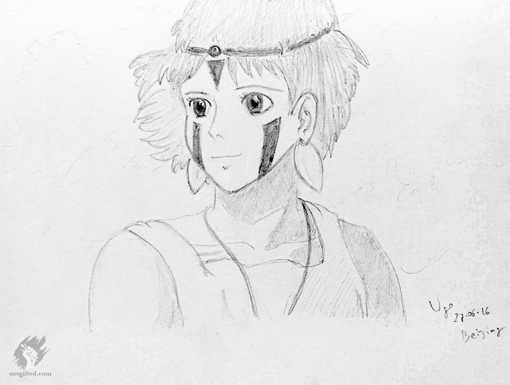 1000x754 princess mononoke - Princess Mononoke Drawing