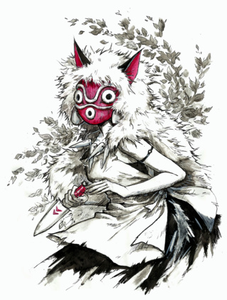 320x423 mononokehime drawings on paigeeworld pictures of mononokehime - Princess Mononoke Drawing