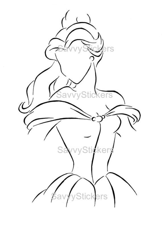 570x855 Belle Outline Ink Disney Princess Drawings, Disney Drawings - Princess Outline Drawing