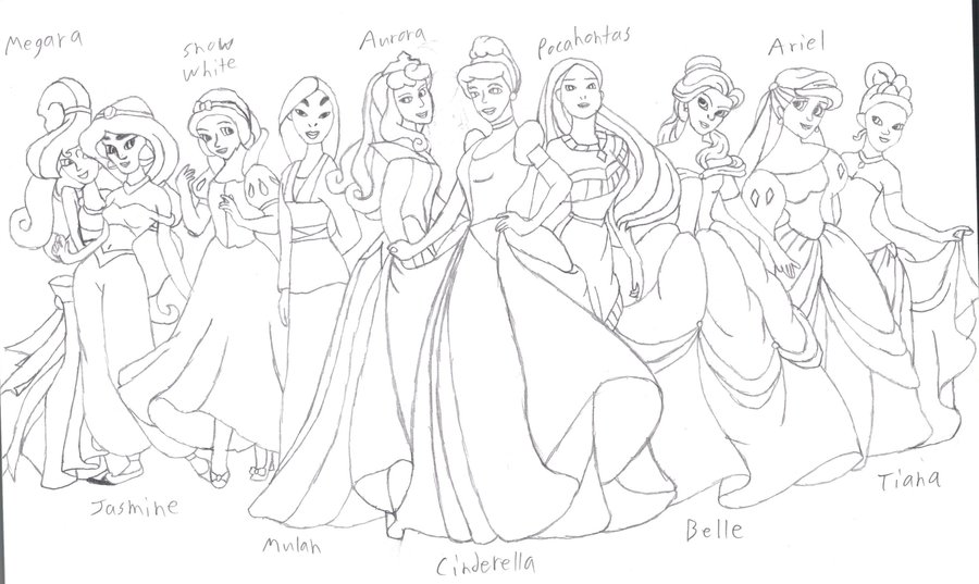 900x537 Huge Collection Of 'disney Drawing Princess' Download More Than - Princess Outline Drawing